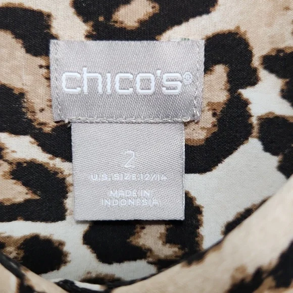 Chico's Animal Print Women's Button-Down Blouse Size 2 (US size Large) - Picture 2 of 9